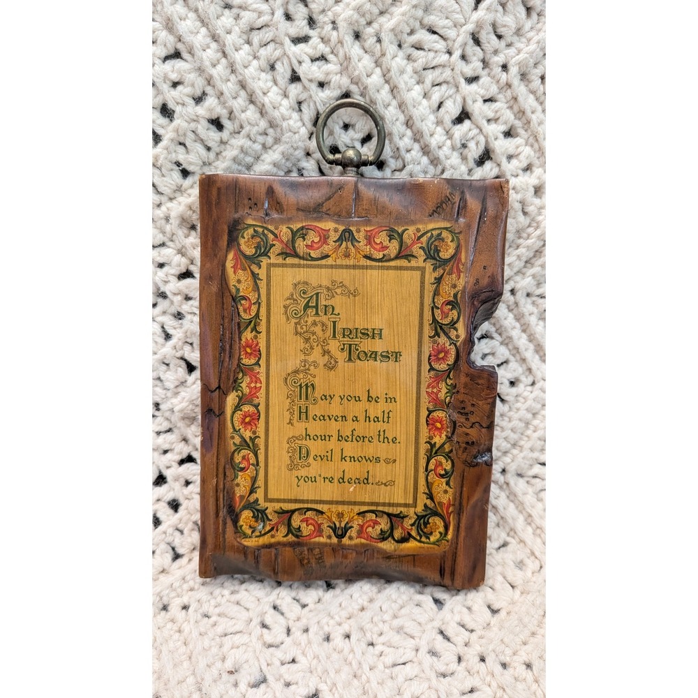 Vintage Funny Irish Toast Wood Wall Plaque Rustic Live Edge Blessing Decor
